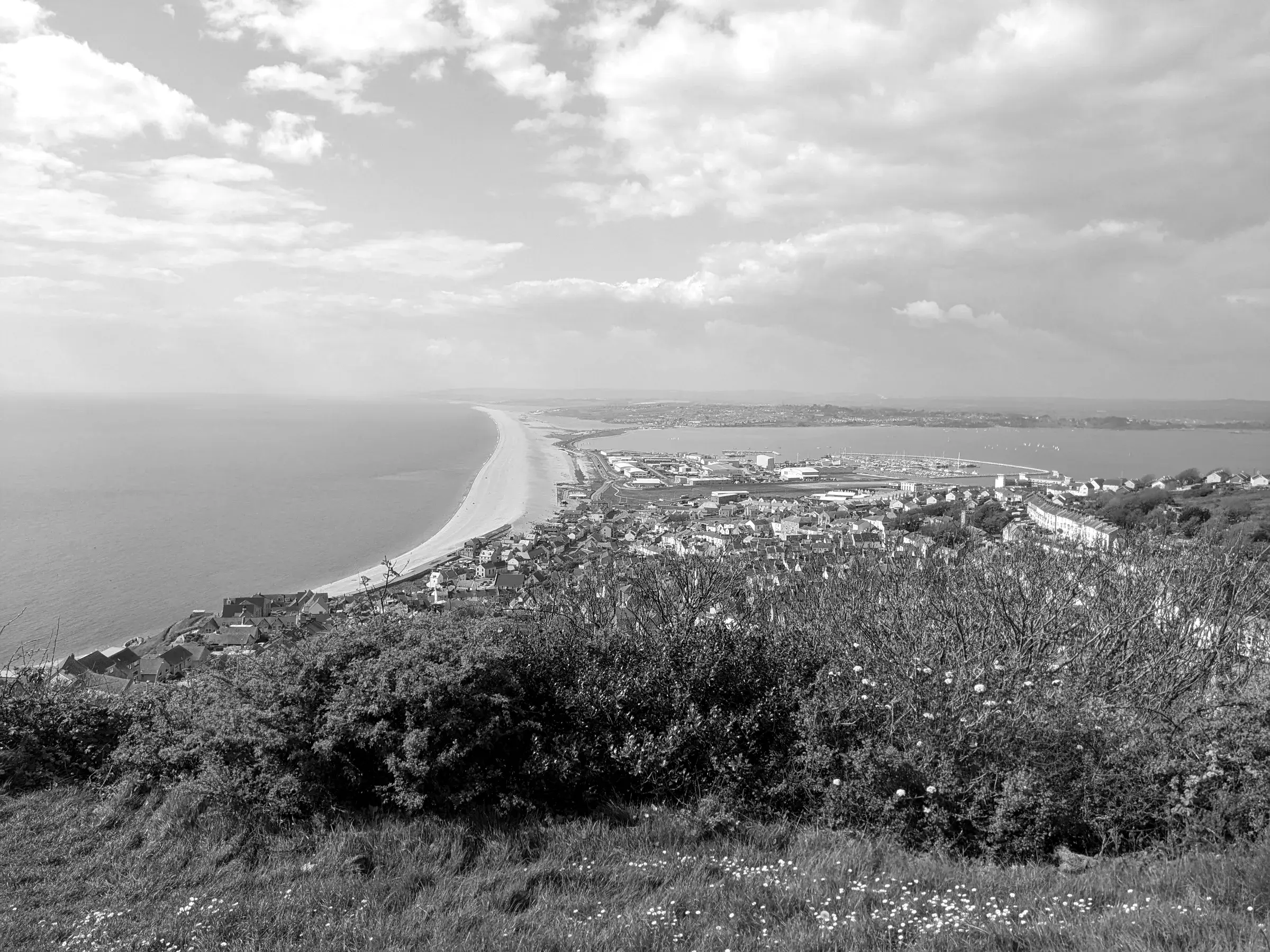 Chesil Beach and the Fleet, seen from Portland